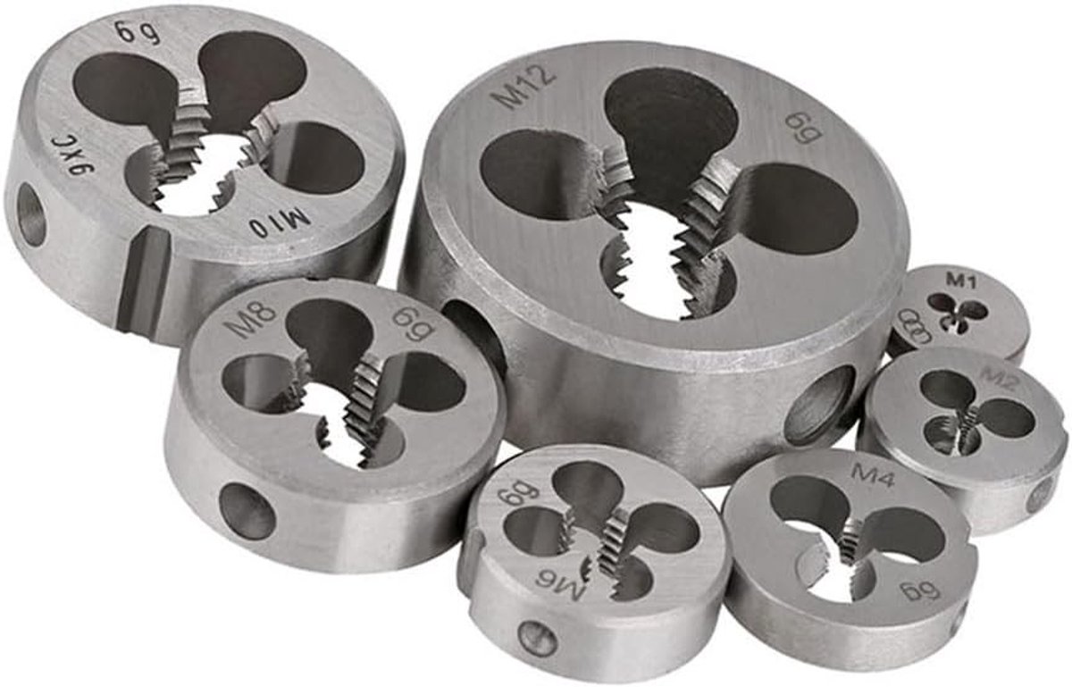 Linksdraaiende draadmatrijs set van hoogwaardig staal voor het snijden van externe draad M4x0.7mm, handgereedschap voor precisiewerk en hobbyprojecten