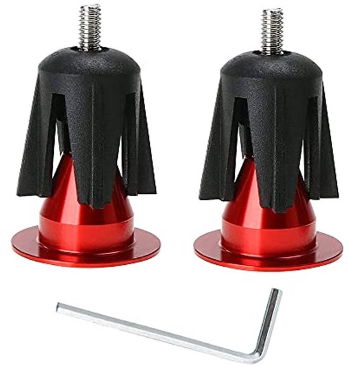 2 Pairs Fietshandlebar Eindkappen Aluminium Handvatten voor Racefiets, Mountainbike, BMX (Goud + Rood)