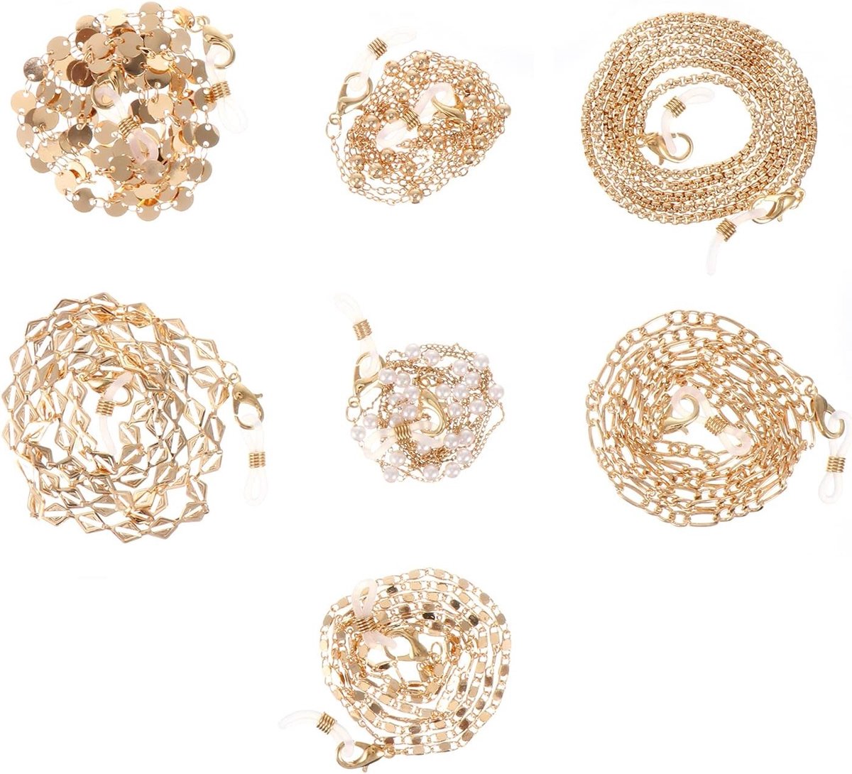 Stijlvolle goudkleurige brillenkettingen, 7 stuks, perfect voor brillen, modeaccessoires en persoonlijk gebruik