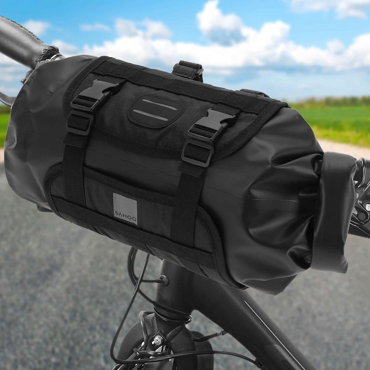 Handige Fietstas voor aan het Stuur - 11L Opbergtas voor Mountainbikes, Racefietsen en Motoren, Zwart