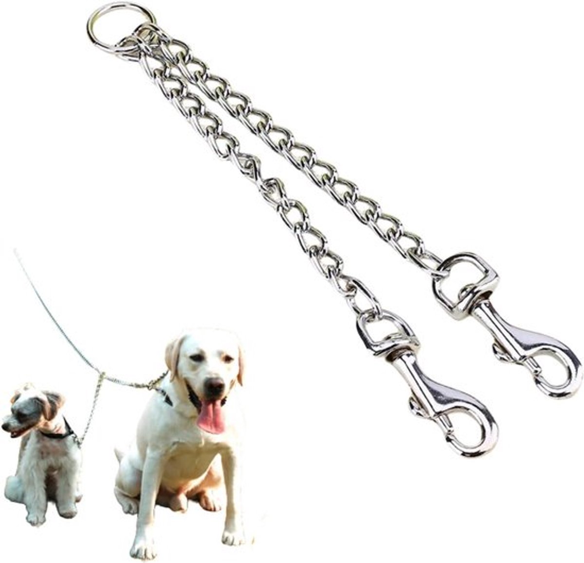 Tweeling hondenlijn voor twee kleine honden met dubbele riem en veiligheidsslot voor veilig en comfortabel uitlaten