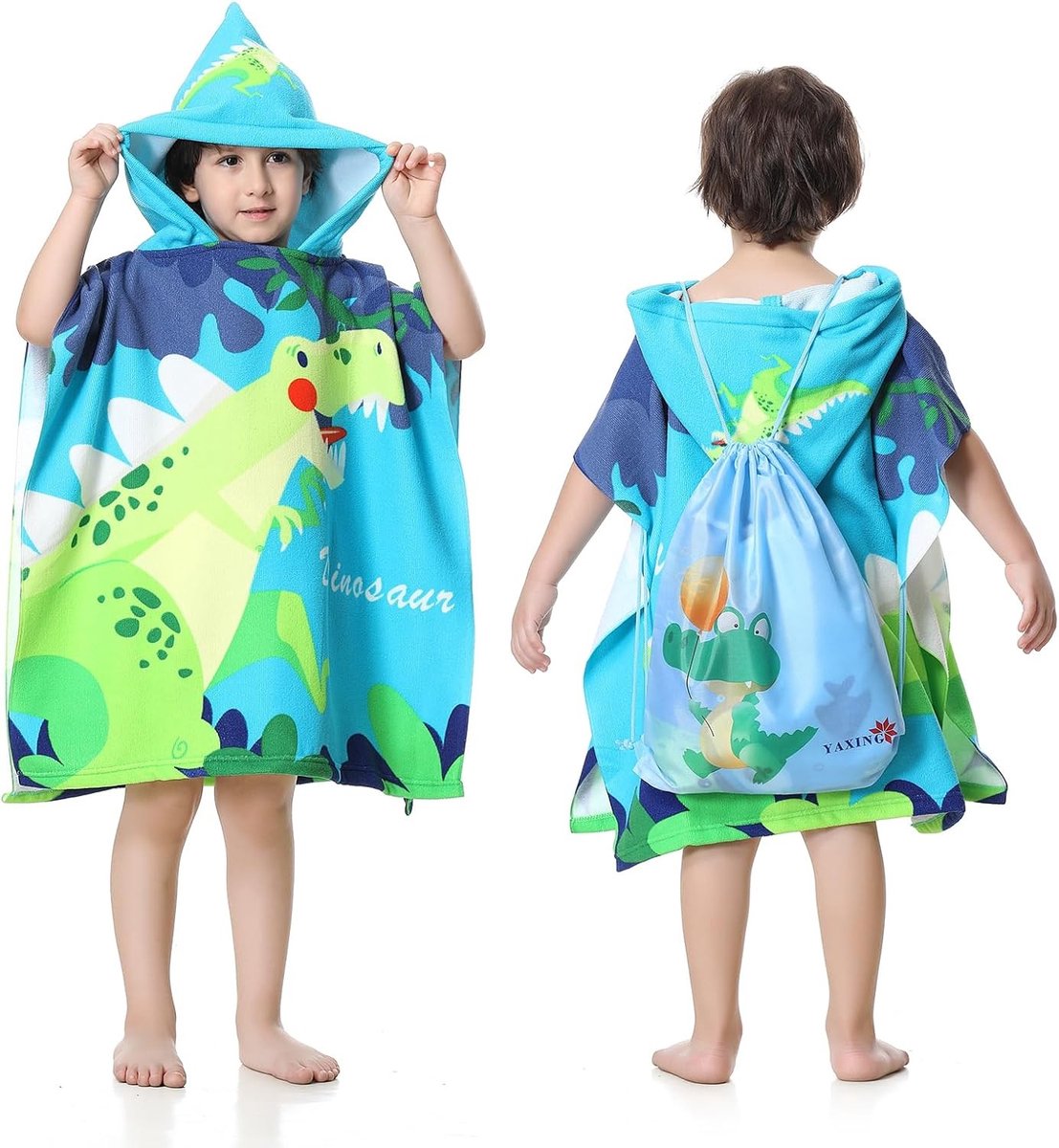 Kinderen Bad Poncho met Kap, Microvezel Handdoek, Ademend en Absorberend, Ideaal voor Strand en Douche, Geschikt voor Jongens en Meisjes
