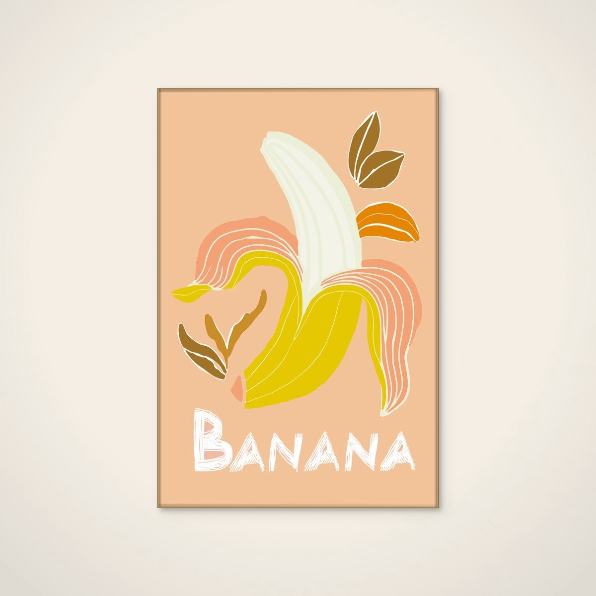 Akoestisch schilderij - 60 x 90 cm - Fresh Peeled Banana van casa cartissi - Abstracte wanddecoratie - goud textielframe