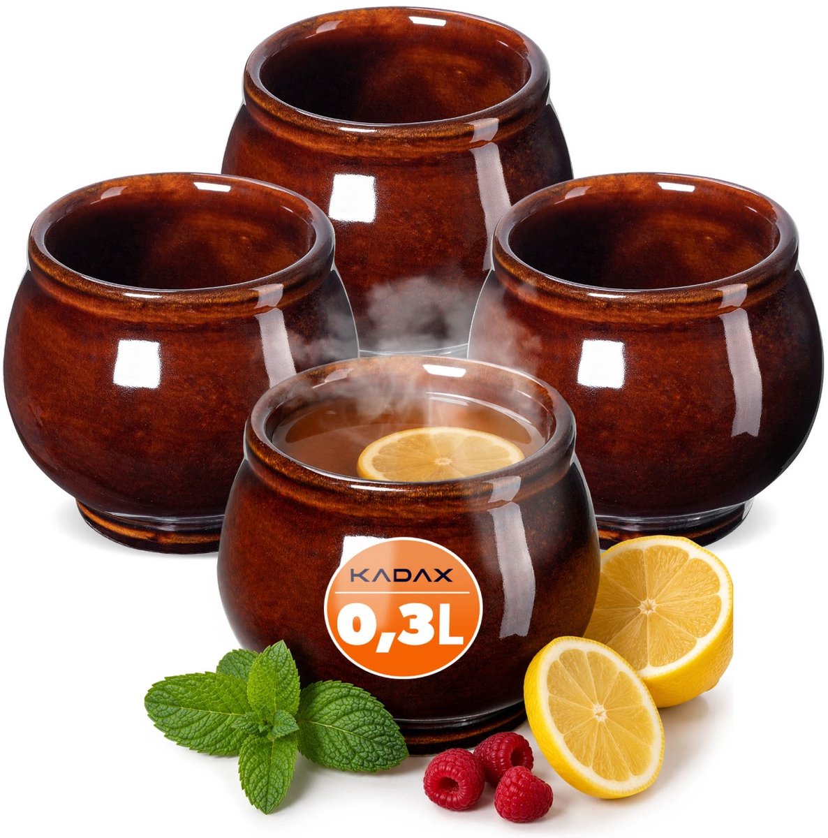 KADAX mokken voor glühwein 300 ml steengoed mok glühwein set van 4