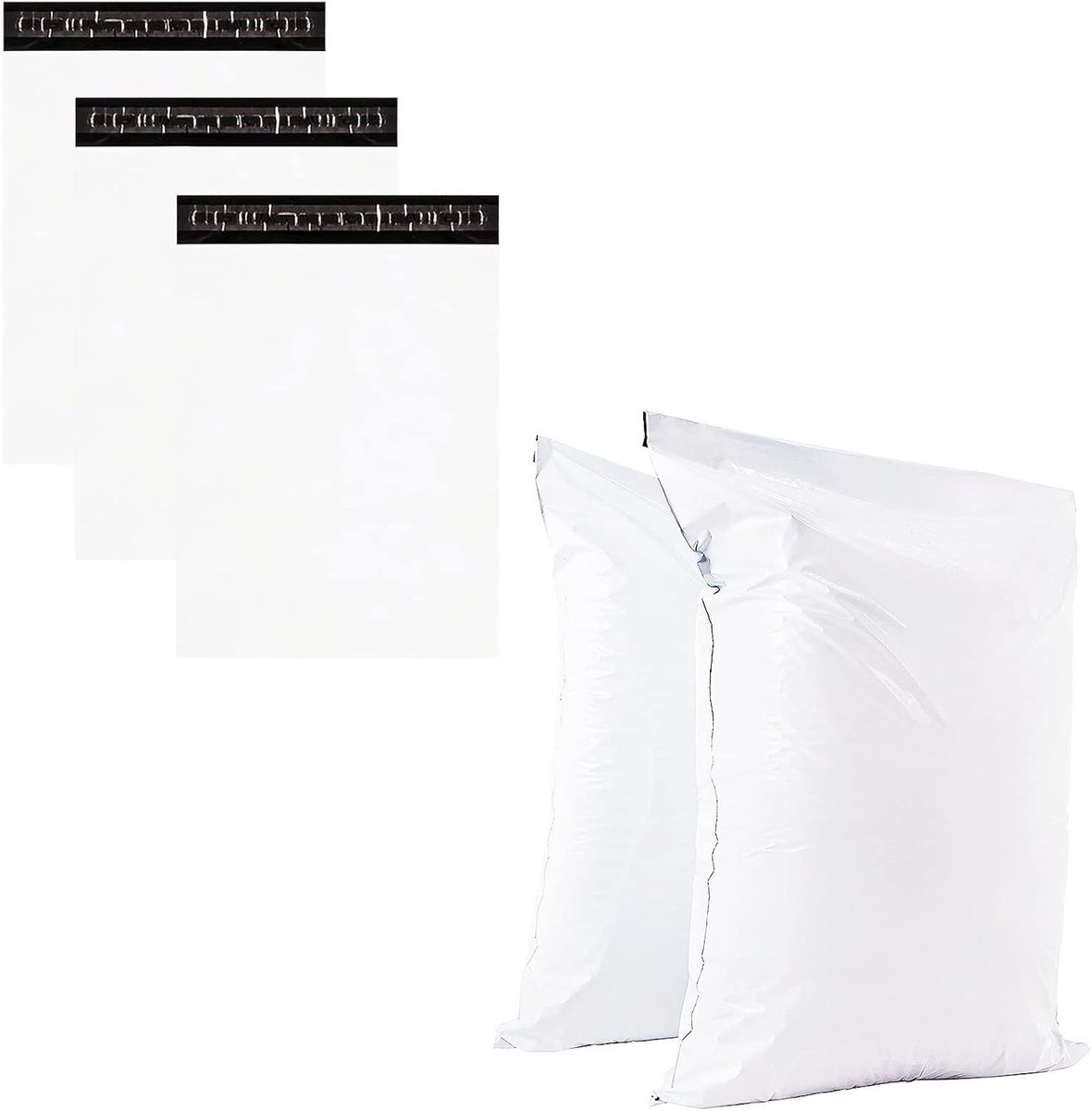 Extra grote witte plastic verzendzakken 31"x37" voor het verzenden van kleding, pakketten en poststukken, zelfklevende enveloppen voor veilig transport