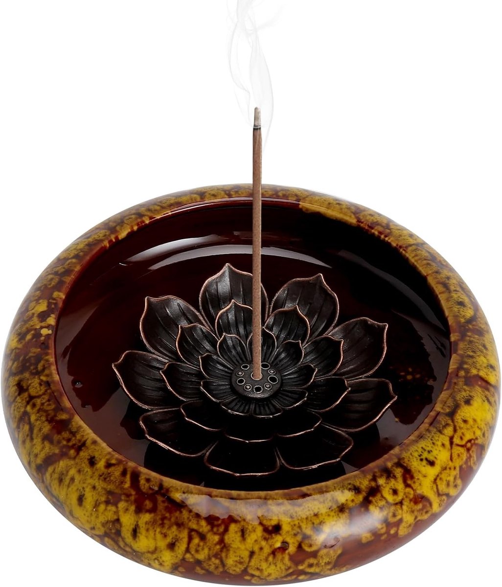 Keramische wierookhouder voor wierookstokjes - Lotus design voor meditatie, yoga en stressvermindering, perfect als decoratief cadeau