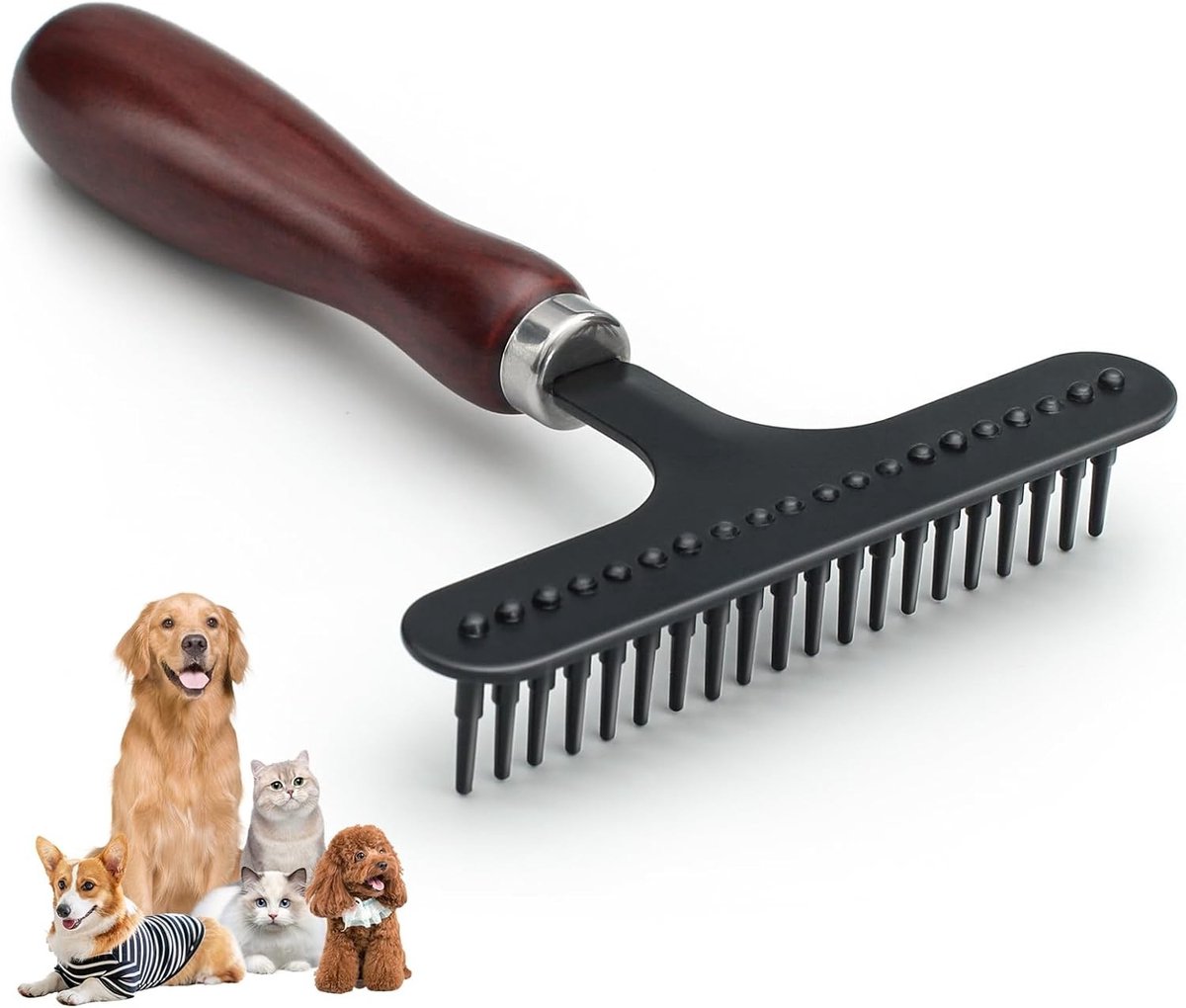 Ontklitborstel voor Honden, Grote Rake voor Vachtverzorging, Verwijder Dode Haren en Klitten Efficiënt