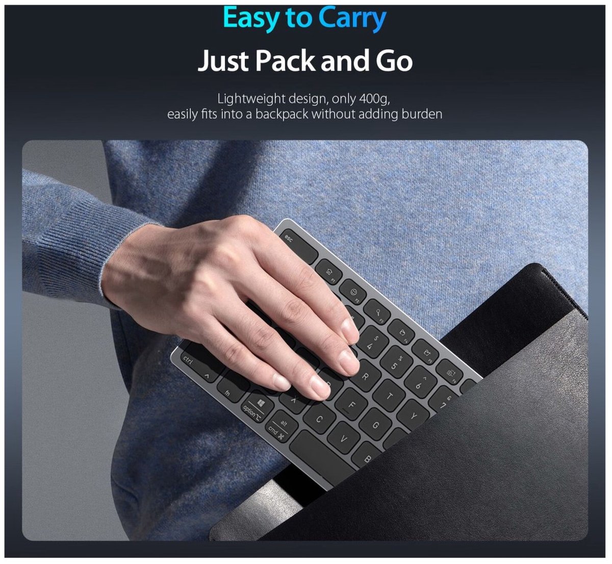 Dux Ducis - Universeel bluetooth toetsenbord geschikt voor Windows / Apple iMac / Apple iPad / Apple iPhone / Samsung - Draadloos toetsenbord - QWERTY - Zwart — cadeau in Gadgets - foto 6