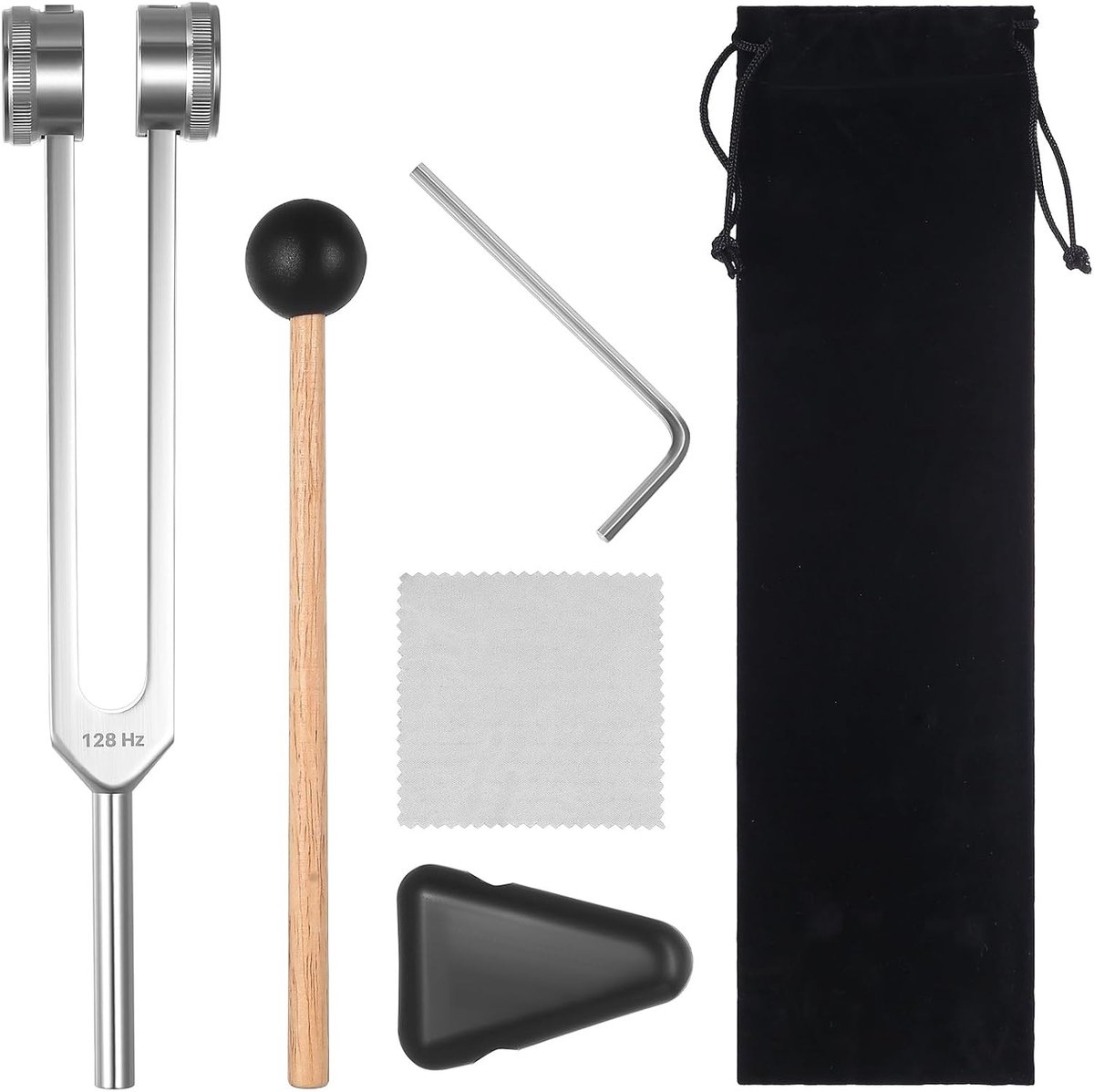 Nauwkeurige 128 Hz Stemvork voor Meditatie en Therapie, Helend Instrument voor Stressvermindering en Ontspanning met Reflexhamer en Reparatiegereedschap