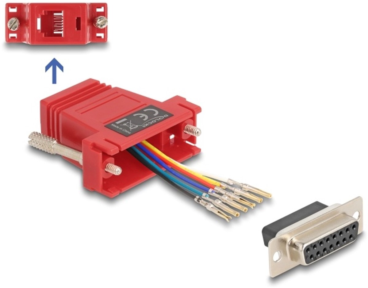 Delock D-Sub 15 pin female to RJ12 female Assembly Kit red
