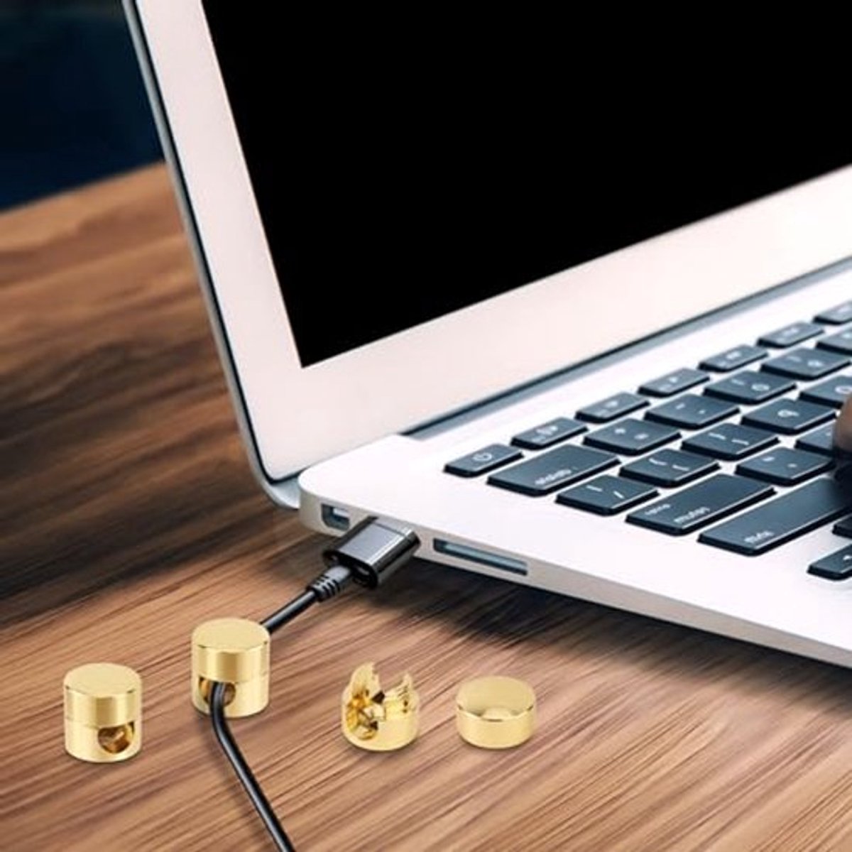 3 Stuks Goud Kabelankers voor Bureau, Telefoonopladersnoerhouders Kabelbeheerclips Aluminium Draadorganizer voor Kantoor Thuis Desktop Wandnachtkastje