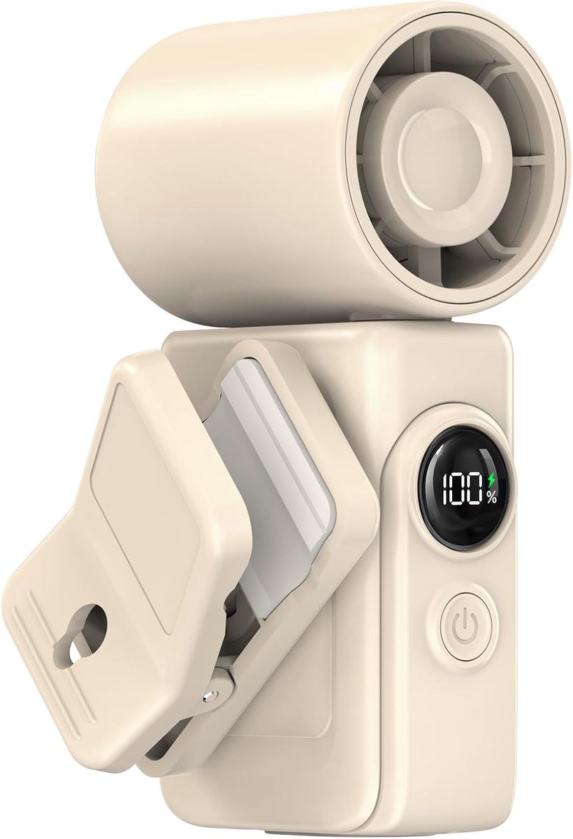 Oplaadbare handventilator – mini-draagbare USB-ventilator – 4 snelheden – hoge snelheid tot 13.500 RPM – met clip – LED-scherm – voor binnen, buiten en reizen.L