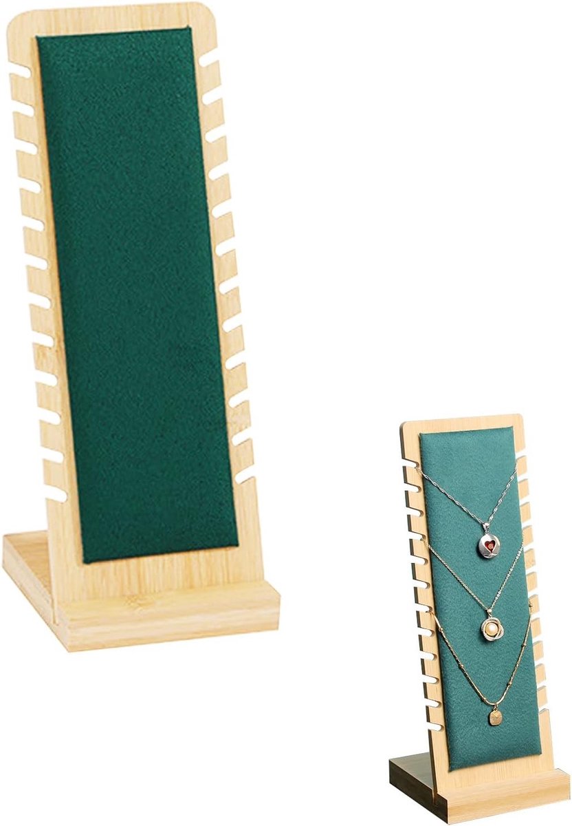 Houten Kettinghouder voor Sieraden, Organisator met 12 Slots voor het Bewaren en Tonen van Halskettingen