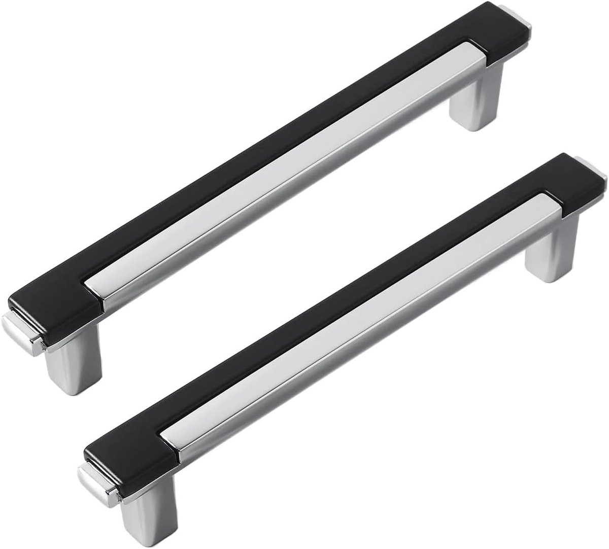 Moderne Zwarte en Zilveren Keuken- en Kastgrepen 192mm, 6 Stuks, Perfect voor Keuken en Slaapkamerdeuren
