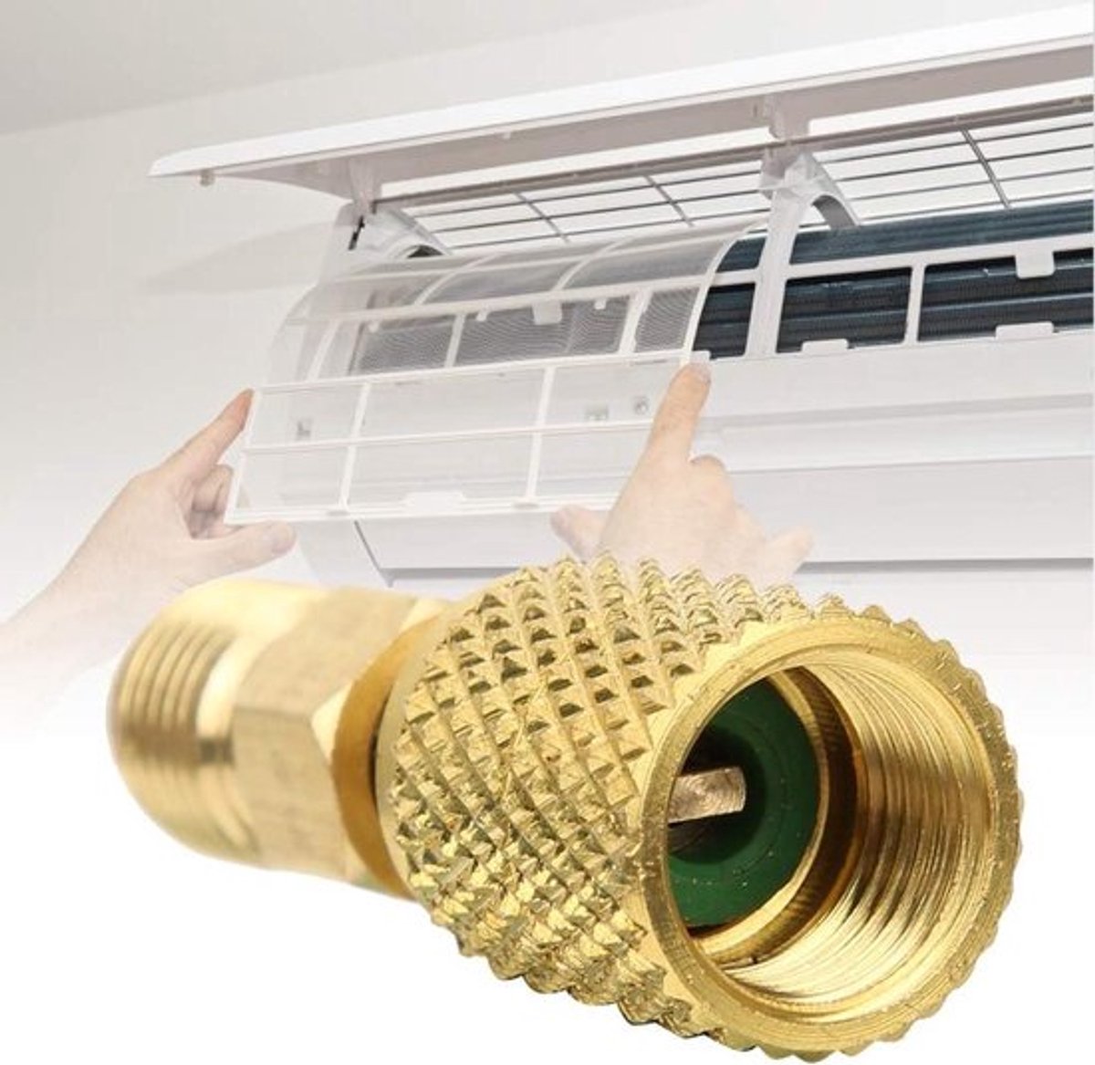 R410a adapter met 1/4" mannelijke naar 5/16" vrouwelijke SAE aansluiting voor mini split airconditioners en HVAC koelservice, met stabiele prestaties en duurzame kwaliteit