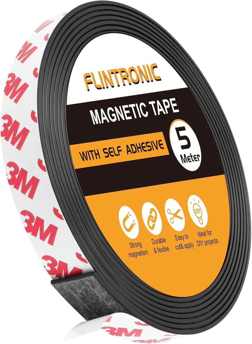 Sterke Magnetische Tape van 5 m met Krachtige Lijm voor Organisatie, Presentaties en Creatieve Projecten - 3 cm x 1.5 mm