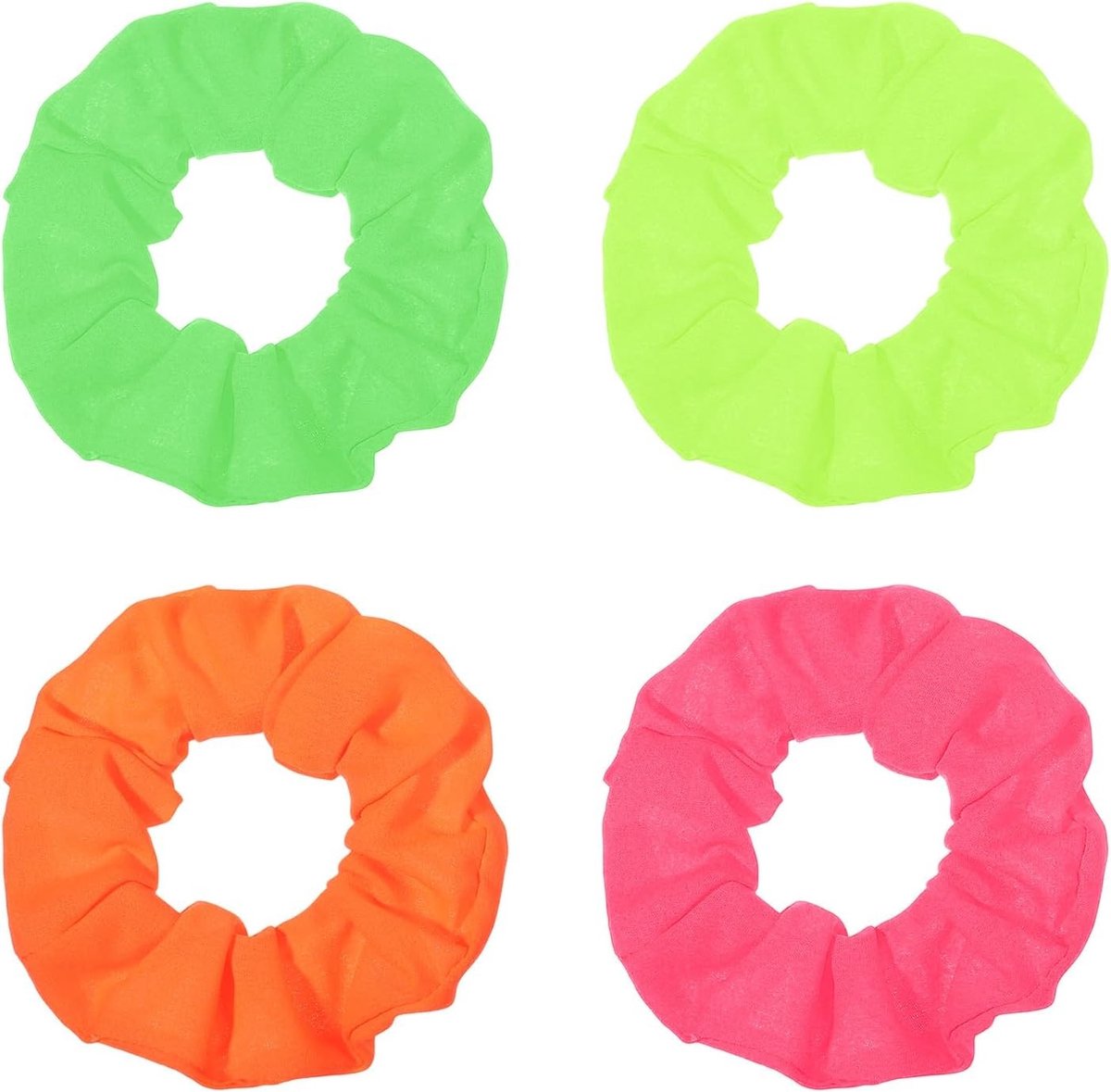 Set van 4 kleurrijke neon haarelastiekjes, zacht en elastisch, perfect voor paardenstaarten en haarstyling voor dames en meisjes