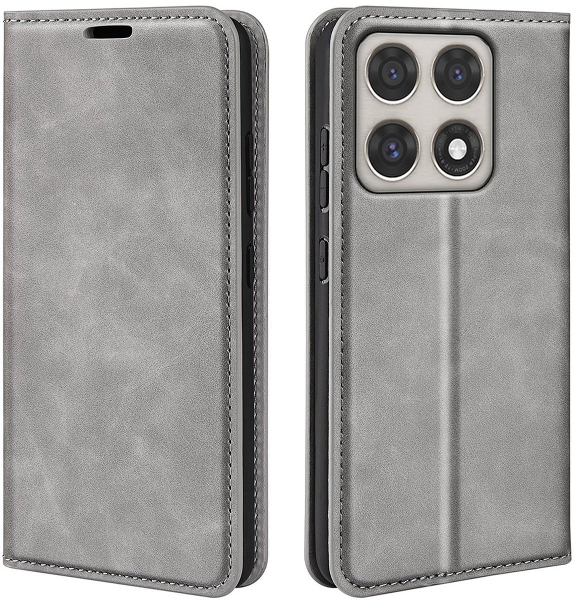 MobyDefend Hoesje - Geschikt voor Motorola Edge 70 Pro - Luxe Wallet Bookcase (Magnetische Sluiting) - Grijs