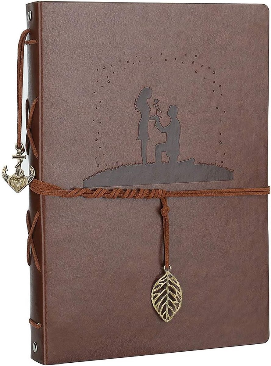 Vintage Leren Fotoalbum Zwart - Heruitvouwbare Fotoboek voor DIY en Herinneringen