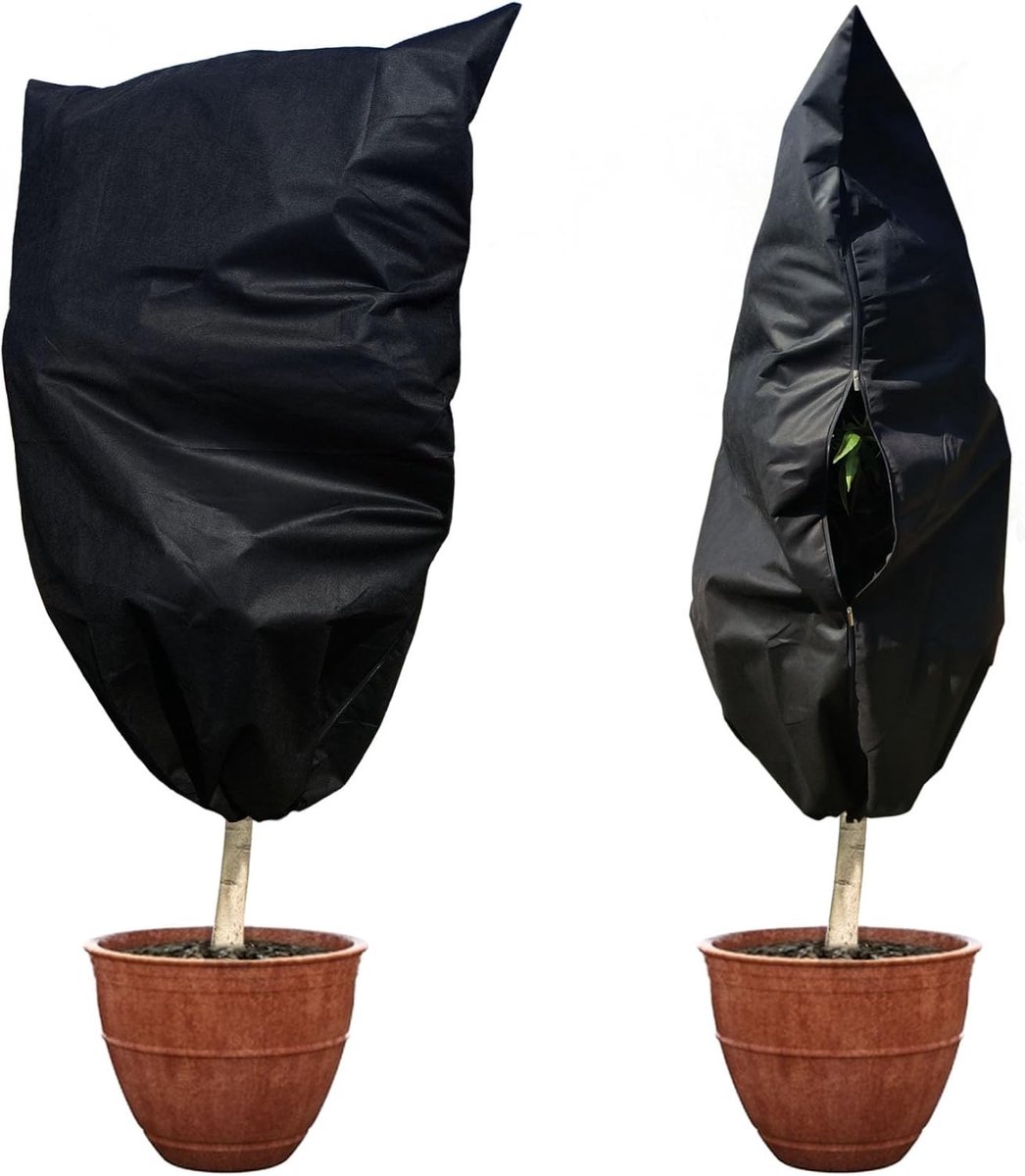 Set van 2 Winterbescherming voor Planten - Zwarte Schaduwdoek 180 x 120 cm - Vorstbescherming voor Olijfbomen, Palmen en Potplanten Buiten