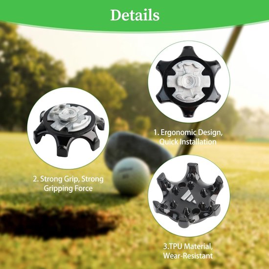 12 Golf Shoe Spikes - Zachte Anti-Slip Spikes voor Stabiliteit en Comfort tijdens het Golfen, Geschikt voor Diverse Schoenen — afbeelding 2
