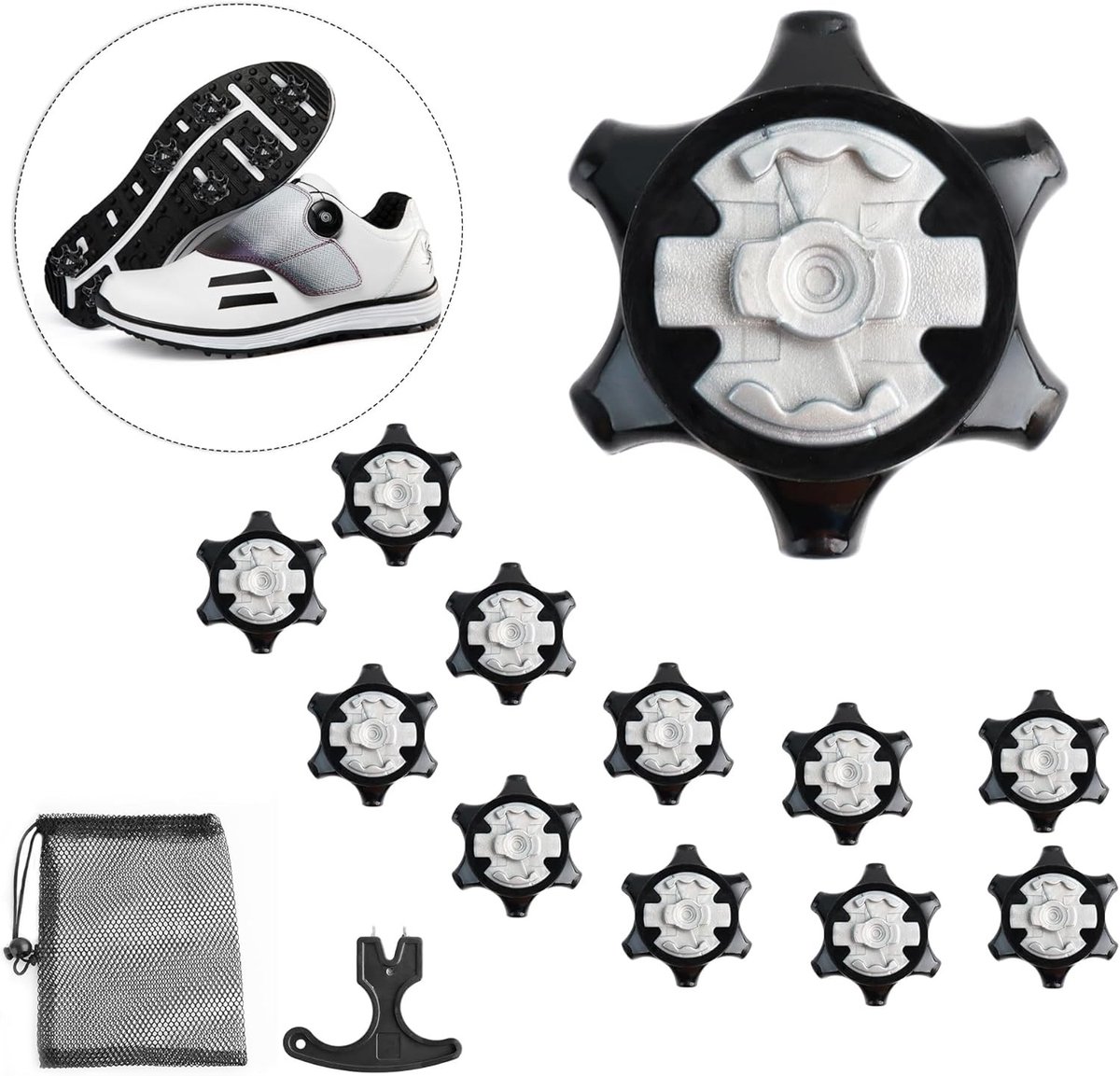 12 Golf Shoe Spikes - Zachte Anti-Slip Spikes voor Stabiliteit en Comfort tijdens het Golfen, Geschikt voor Diverse Schoenen