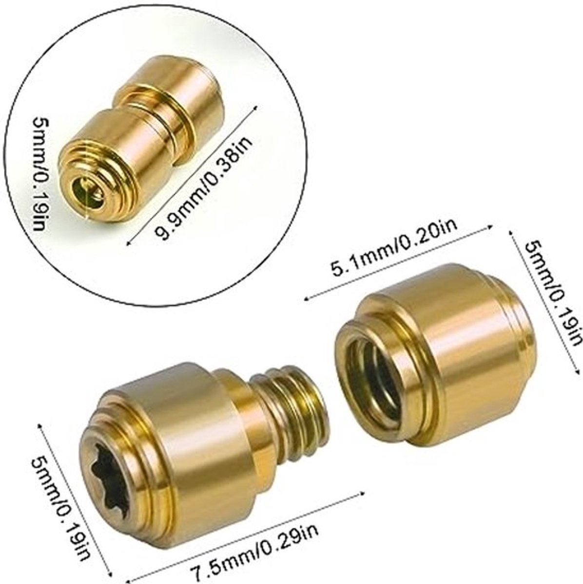3 sets duimbouten, titanium schroeven, vervangende duimbouten, pocketbladschroeven voor 535 Bugout (goudkleurig)