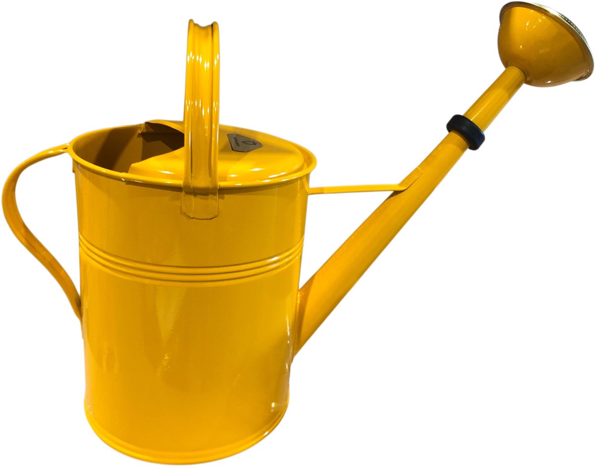 Dutchlander metalen gieter 5 liter - thermisch verzinkt - messing broes - meloengeel - Engelse stijl