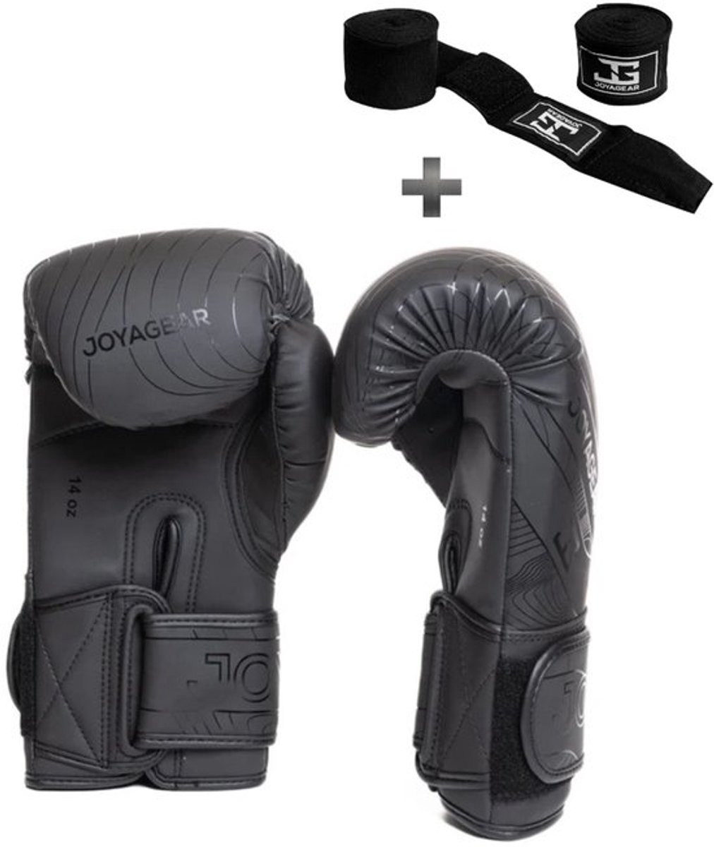 Joya Essential Bokshandschoenen 16 oz – Zwart – Kickboksen & Boksen – Incl. Bandages