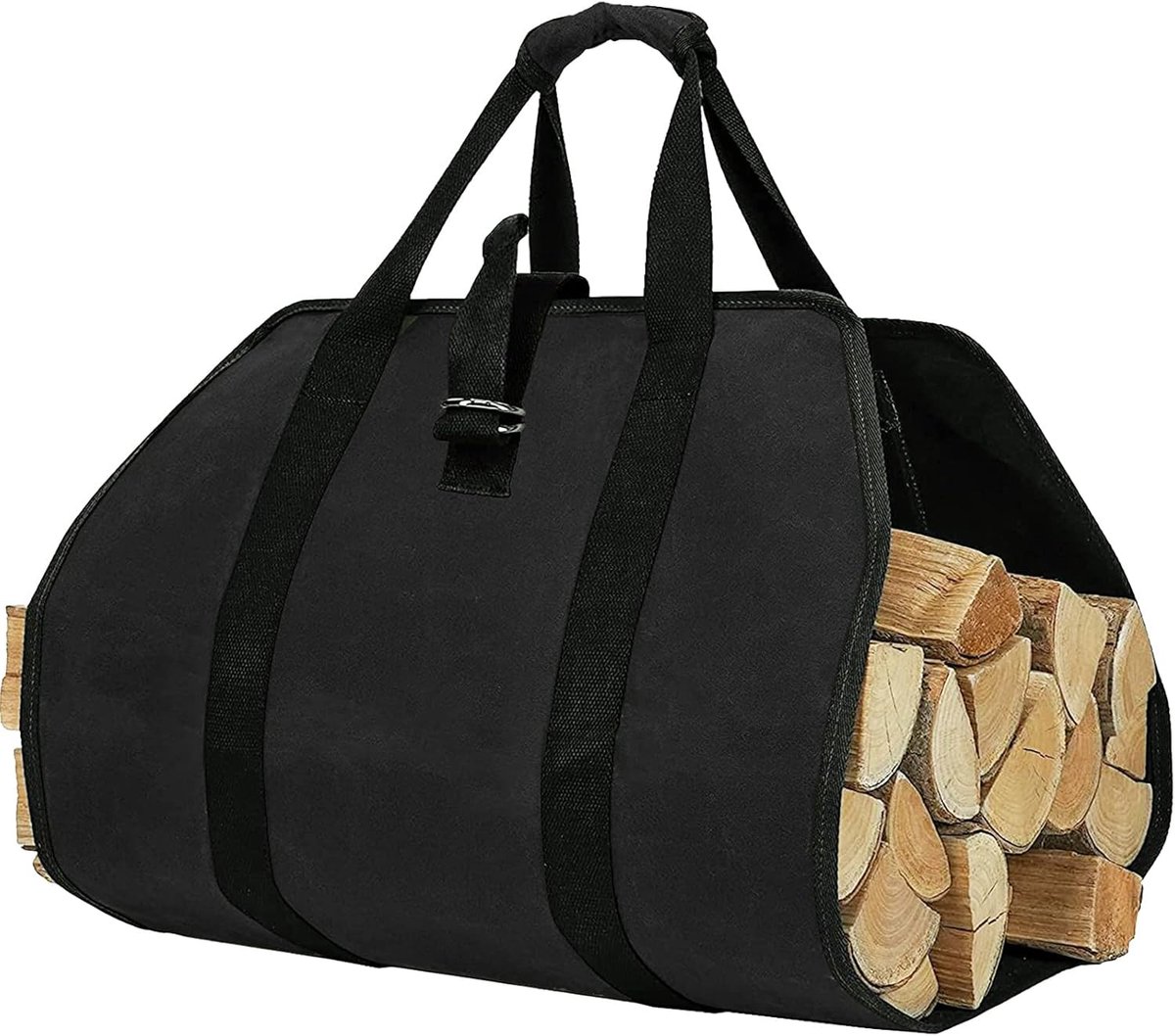 QTTVBTNA – Haardhout Draagtas – Draagtas Brandhout – Brandhout zak – Waterafstotend Materiaal – Versterkte Handvatten – Canvas – Ruime Capaciteit – Comfortabel Dragen – 1 Stuk
