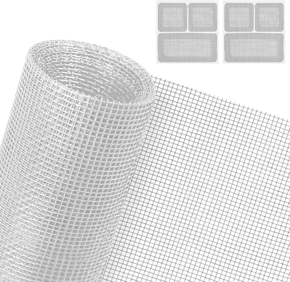Vliegenscherm voor ramen 130 x 150 cm, verstelbaar en zelfklevend, zonder boren, ideaal voor deuren en ramen, inclusief 2 reparatiepatches, wit