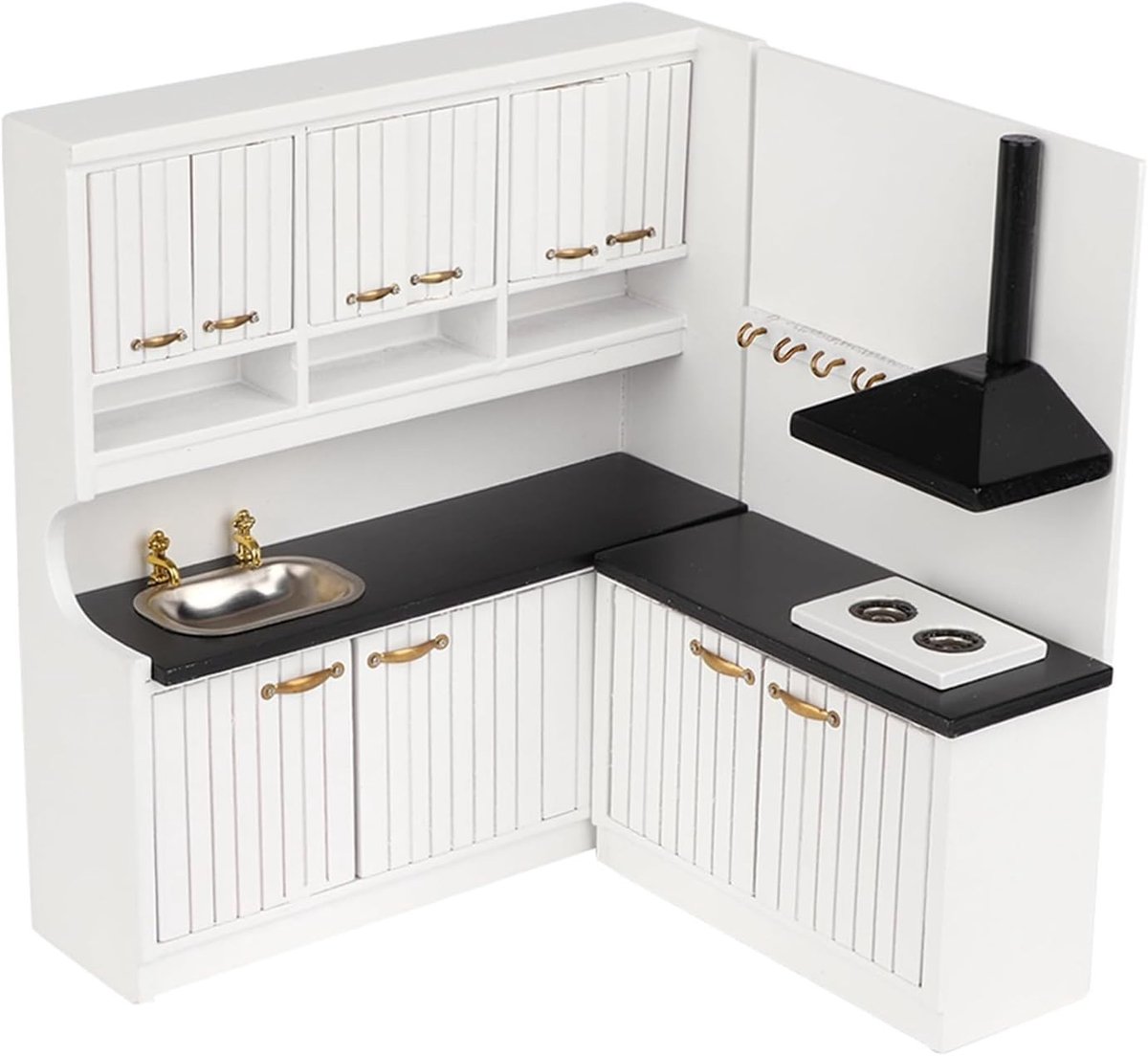 Dollhouse Miniature Keukenmeubels Set, Houten Keuken Kast voor Poppenhuis, 1:12 Schaal, Perfect voor Interieur en Accessoires