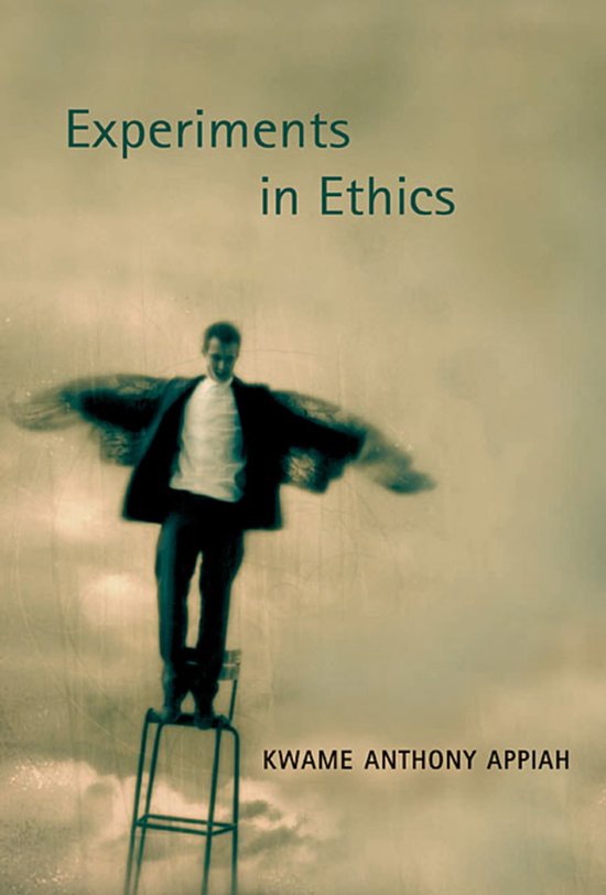 Couverture de livre avec le titre 'Experiments in Ethics' et un homme ailé debout sur une chaise.
