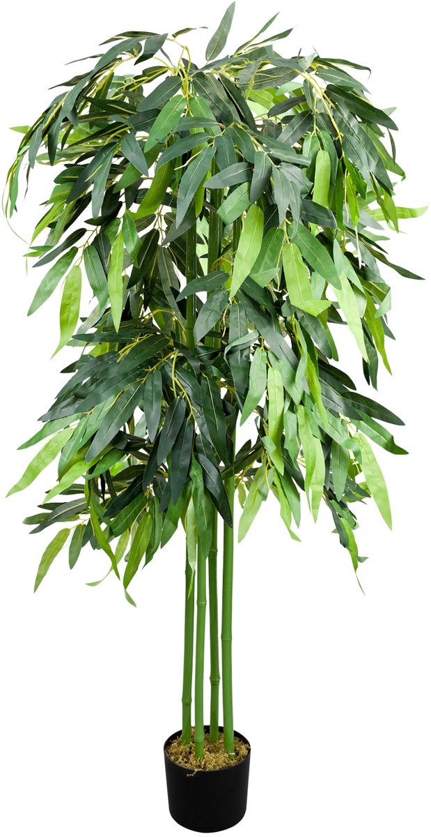 Bamboe Bamboe Struik Bamboe Boom Kunstplant Kunstboom Kunstmatige Bamboe Kunstmatige Echt Houten Stam Interieurdecoratie Decor 140 cm Decovego