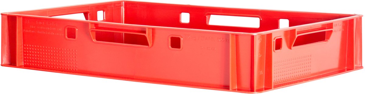 1 E1 Vleeskrat, Rood, Eurobox, Voedselveilig, Slagerskrat, Opbergdoos, Plastic Bak, Stapelbaar, 60 x 40 cm, Kingpower