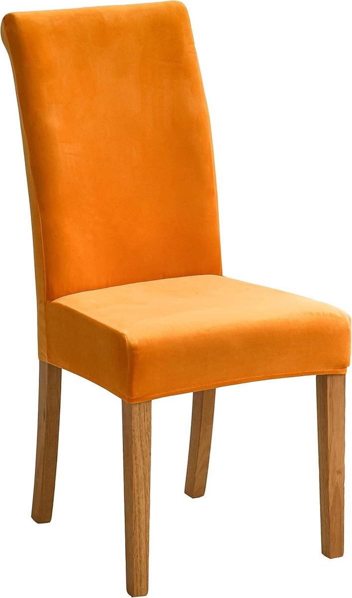 Stoelhoezen - Stoelbeschermers - Eetkamer Decoratie - Superzacht Fluweel - Set van 6 - Oranje