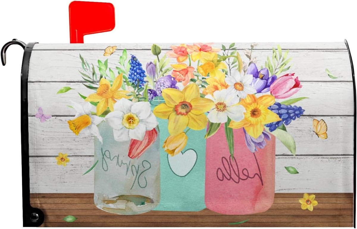 Brievenbushoes Lente - Brievenbusdecoratie Postbakhoes - Tuin Aankleden - Magnetisch en Waterdicht - 61 x 55 cm - Kleurrijk