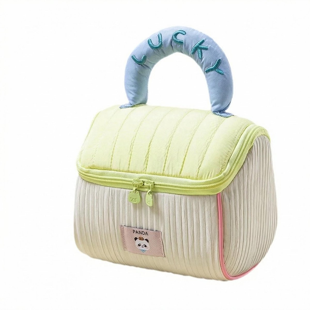 Make-up Tas Dames Huisvorm – Schattige Cosmetische Tas met Handvat – Reis Toilettas Organizer voor Make-up, Kwasten en Verzorgingsproducten – Blauw Geel