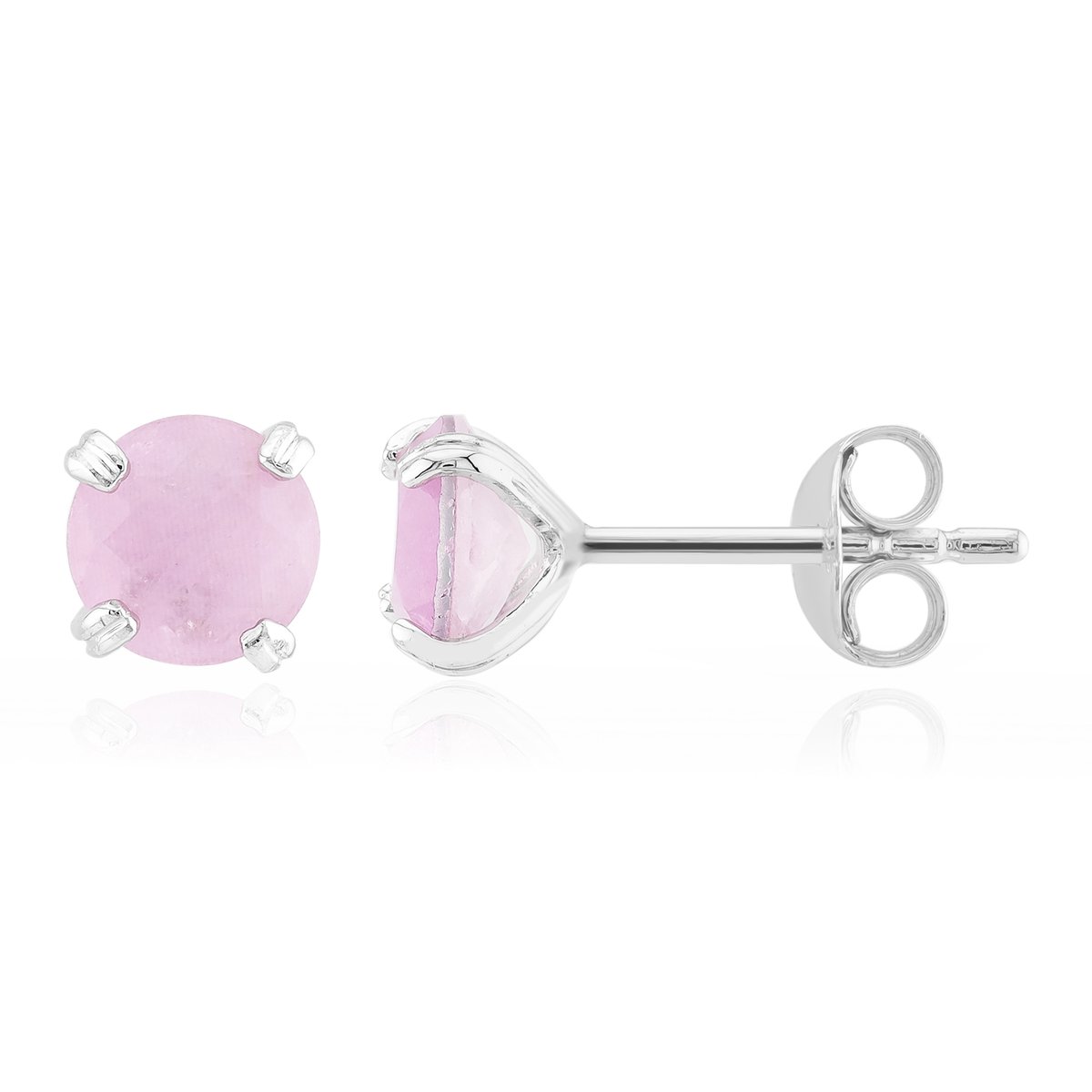 Cavill - Zilveren Oorbellen - 925 Sterling Zilver Gerhodineerd - 2 Lila Kwarts Kristallen Rond 1,28 ct - Lichtgewicht Elegante Oorbellen Dames