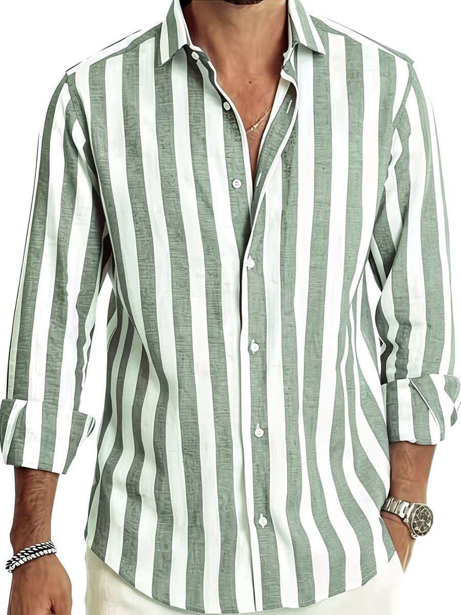 Currero Linnen Blouse Heren T Shirt Polo Overhemd Shirt Zomer Ibiza Stijl Donkergroen