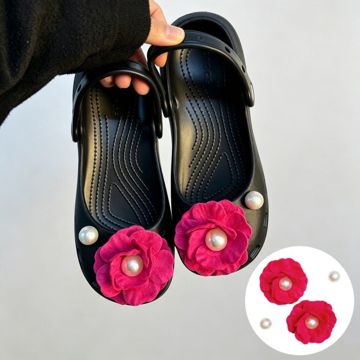 Schoenaccessoires-geschikt voor crocs charms- geschikt voor crocs pins- geschikt voor crocs Accessoires- geschikt voor Crocs Jibbitz-SZ-136 Rood Paarse Velours Kamerode Perzik