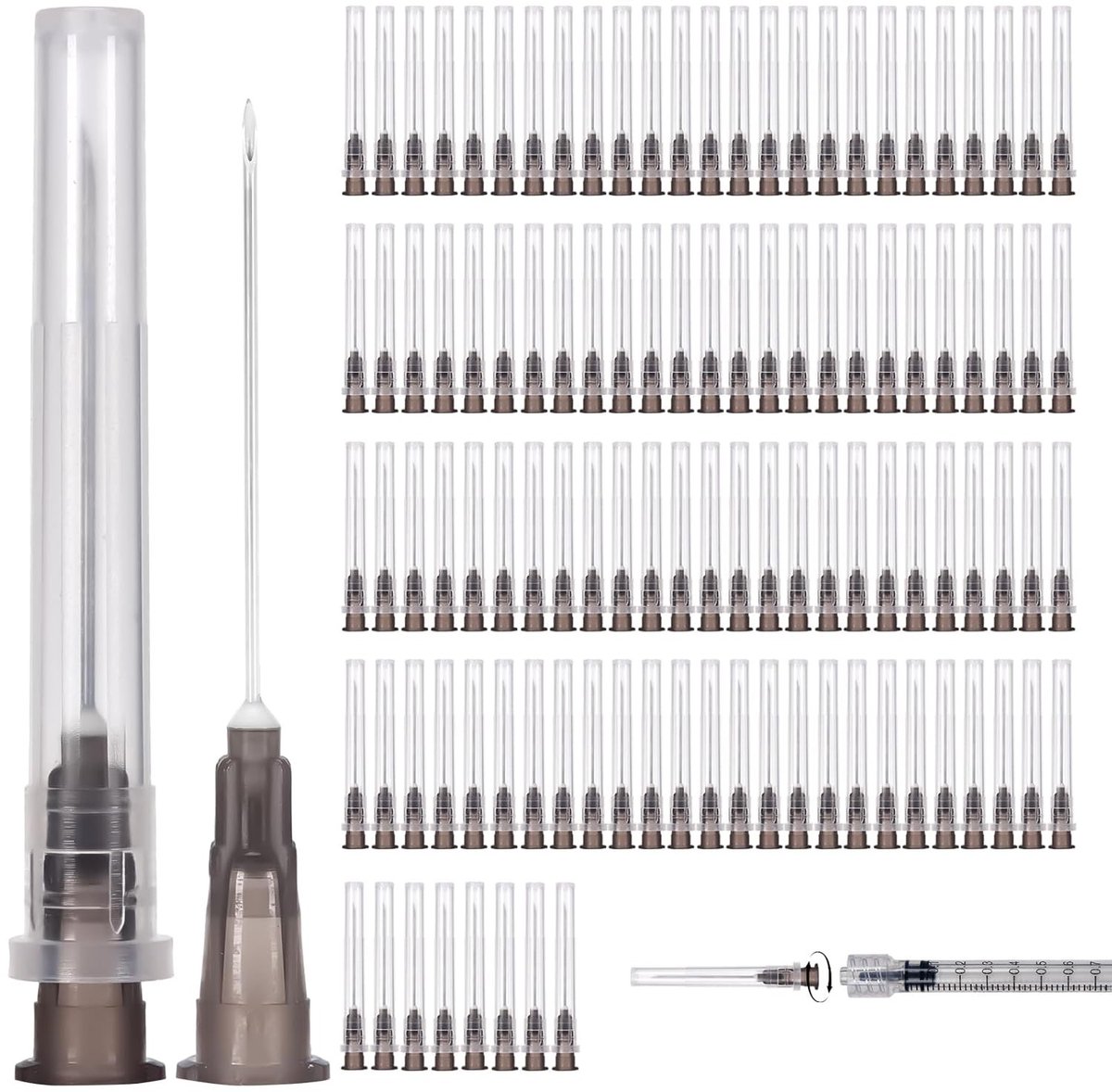 110 stuks precisie vulbuizen met deksel, 22G, 0.7-30mm, roestvrijstalen laboratoriumaccessoires voor huishoudelijk en industrieel gebruik