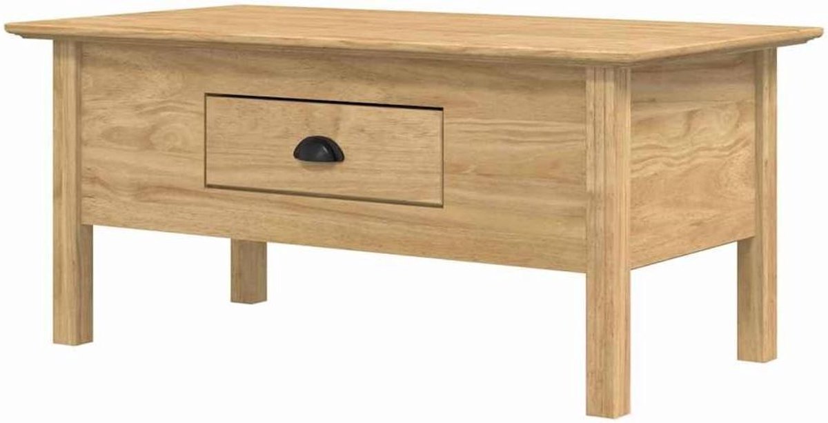 Salontafel Rechthoekig - Woonkamertafel Hout - Opbergen Tijdschriften - Met Praktische Lade - 100 x 55 x 458 cm - Honingbruin