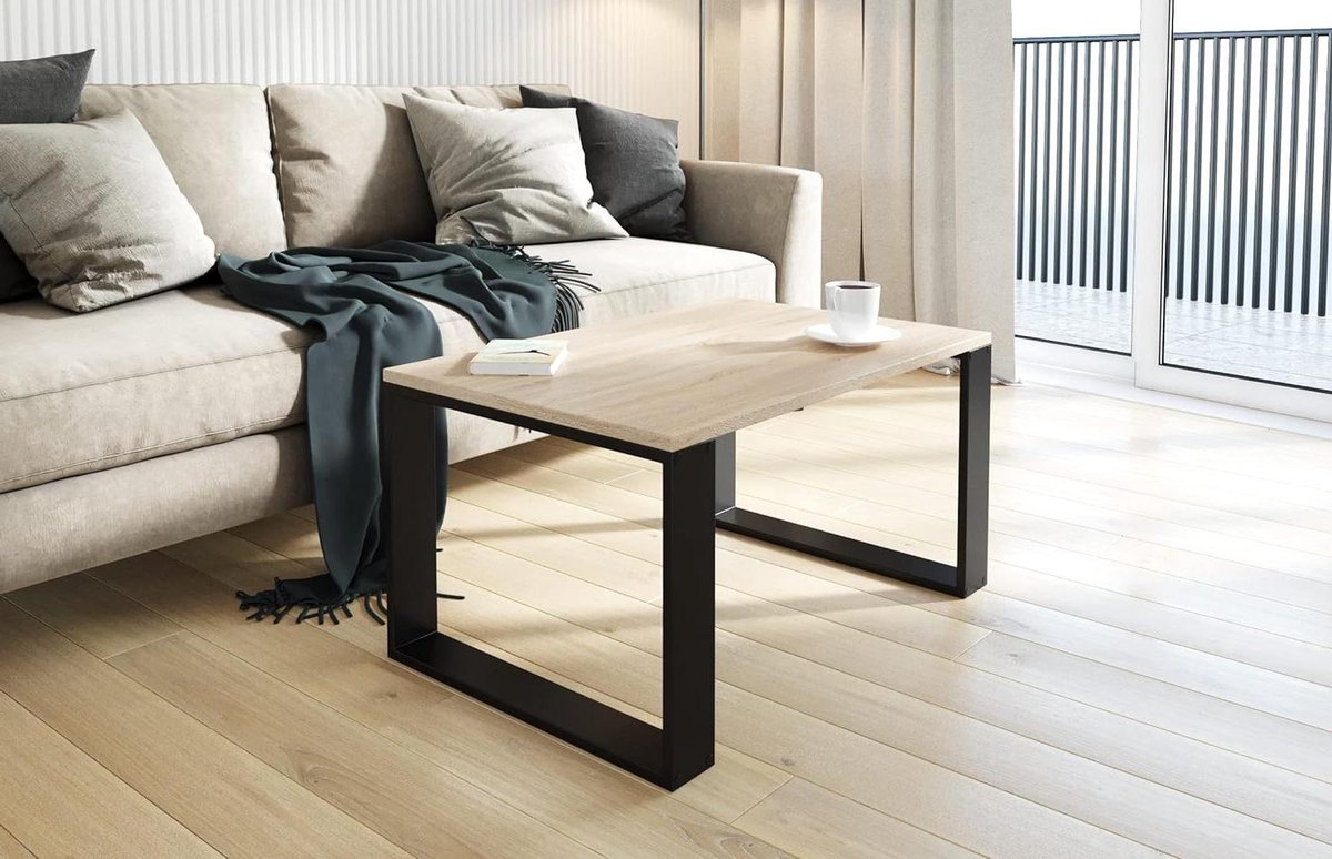 Koffietafel Rechthoekig - Bijzettafel Woonkamer - Centrum Interieur - Krasbestendig Oppervlak - 70cm x 50cm x 45cm - Sonoma