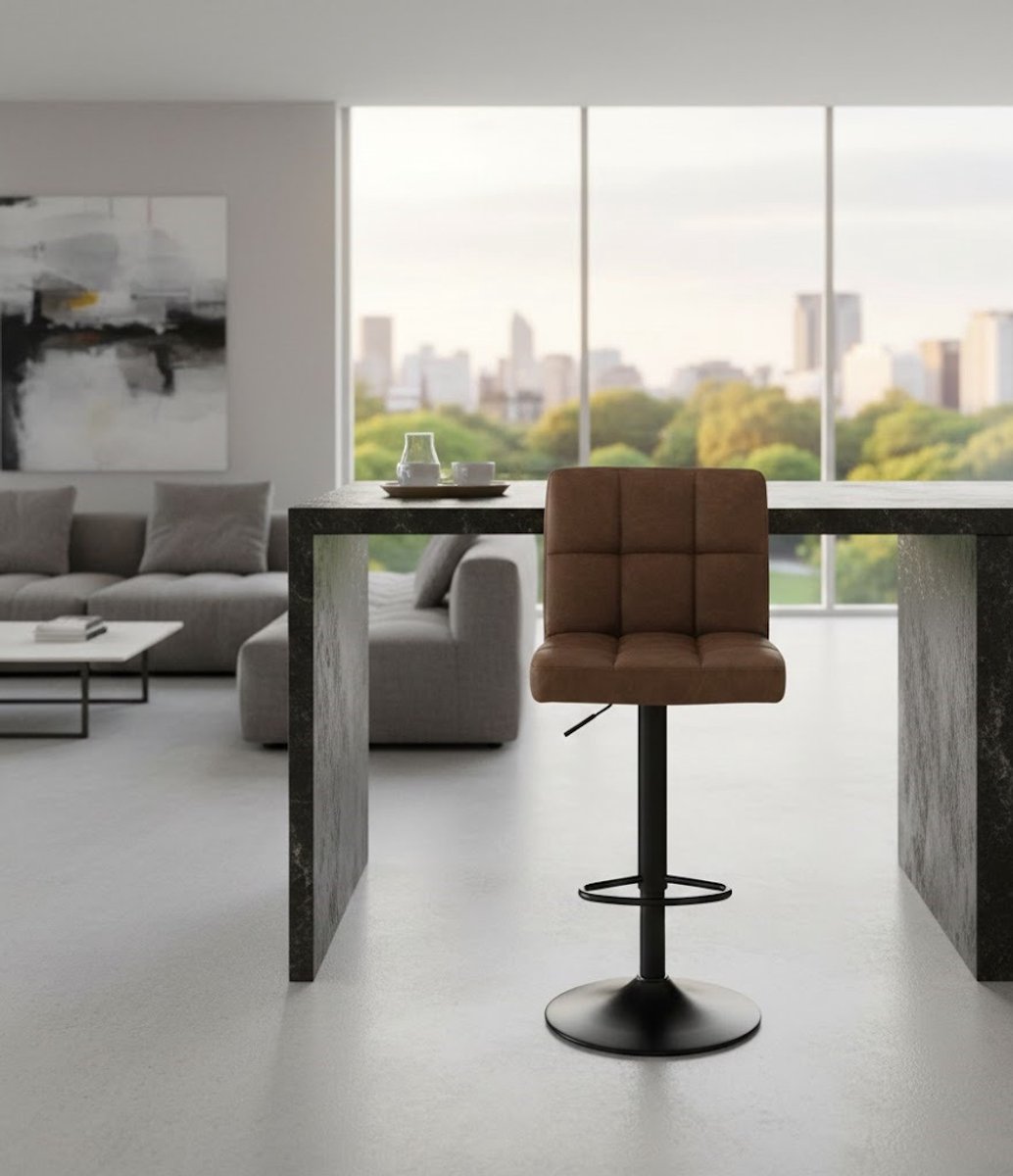 Design Barkrukken Set van 2 - Hoogteverstelbaar - 360° Draaibaar - Bruin - Novihome