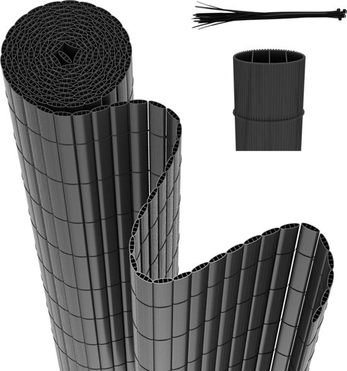 Balkonscherm PVC Tuinscherm Hekwerk voor Buiten Balkonbekleding van PVC Weerbestendig UV-Bescherming Balkon Terras Windscherm voor Balkon Tuin Zonnescherm Balkonscherm PVC Tuinscherm Hekwerk voor Terras met Tie-wraps Grijs 100 x 400cm
