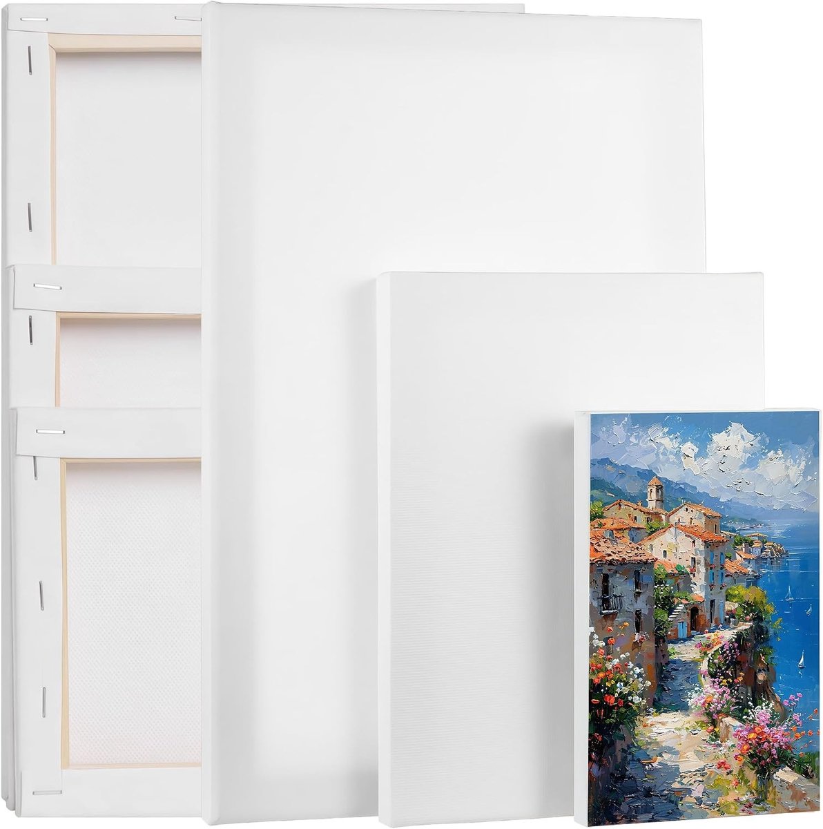 Set van 6 Schilderdoeken voor Acryl, Olie en Aquarel, 3 Maten (30x20, 20x15, 15x10 cm) - Perfect voor Beginners en Professionele Kunstenaars