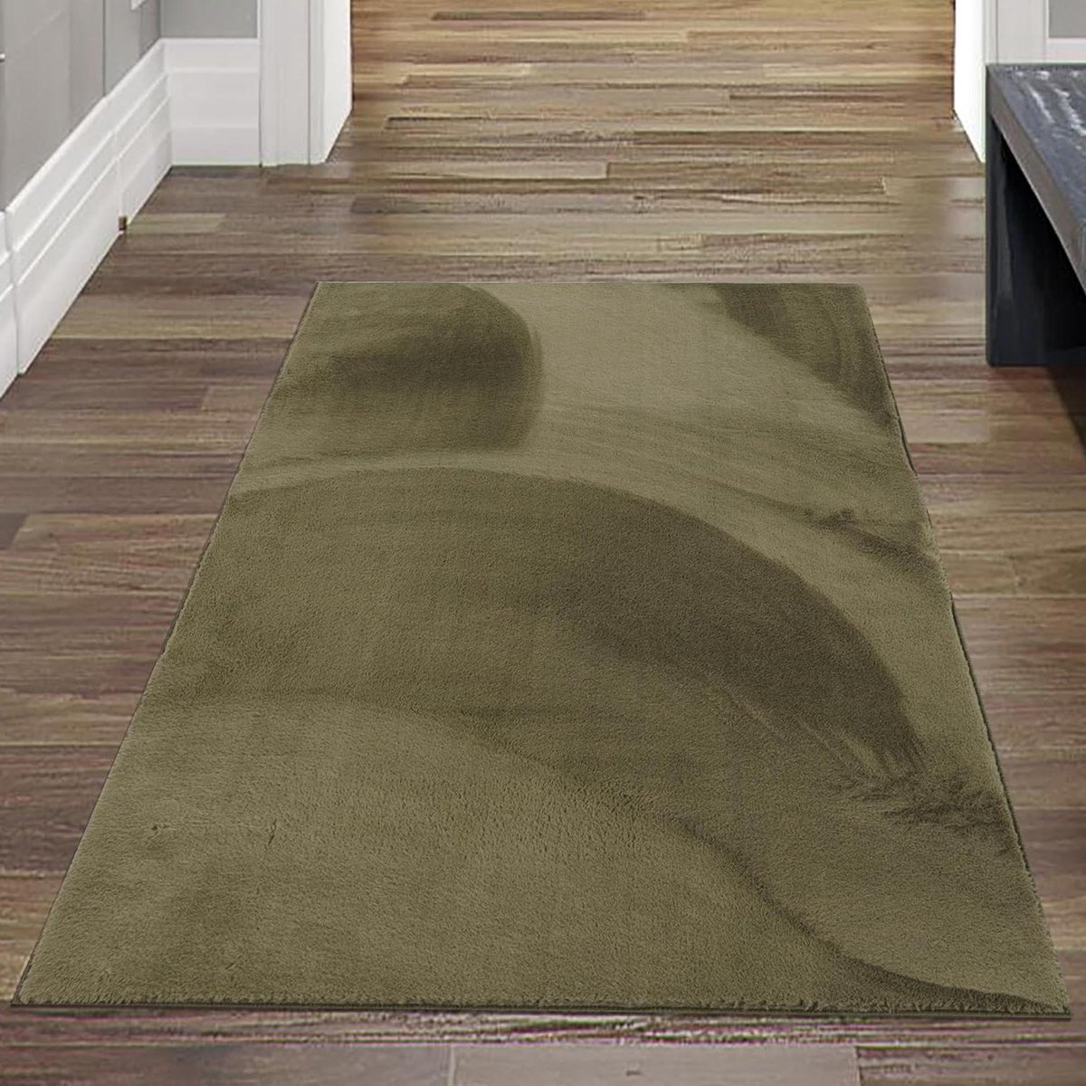 Vloerkleed - Tapijt Vloerbedekking - Woonkamer Inrichten - Zijdezacht Hazenbont Look - 80