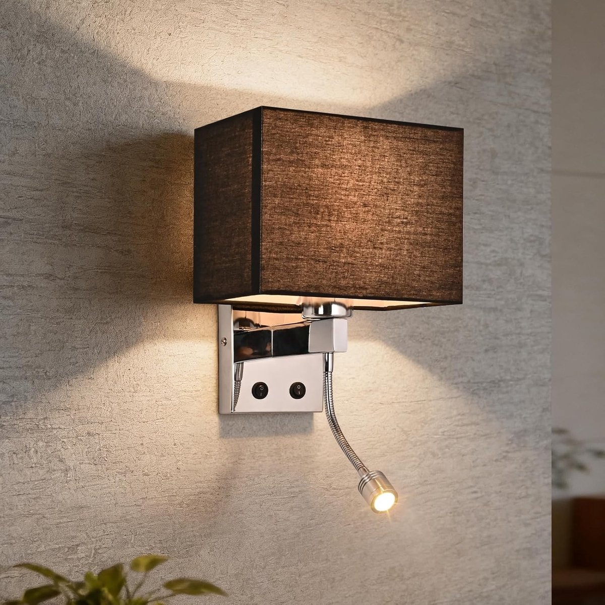 Wandlamp - Stof - 360 Graden Draaibaar - Verstelbare Leeslamp - Voor Slaapkamer en Hal
