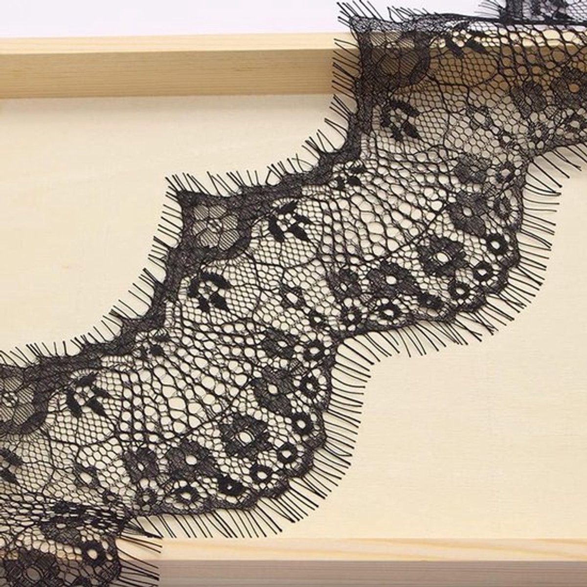 kanten lint - vintage - zwart - elastisch kantlint voor naaien - DIY handwerk bruiloft decoratie - geschikt voor kleding - 3 yards 9,5 cm breed